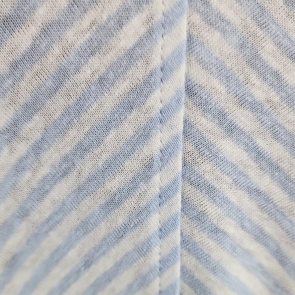 J. JILL | Cute Light Blue White Striped Cap Sleeve Linen Blend Waist Tie Top | M - Picture 3 of 12